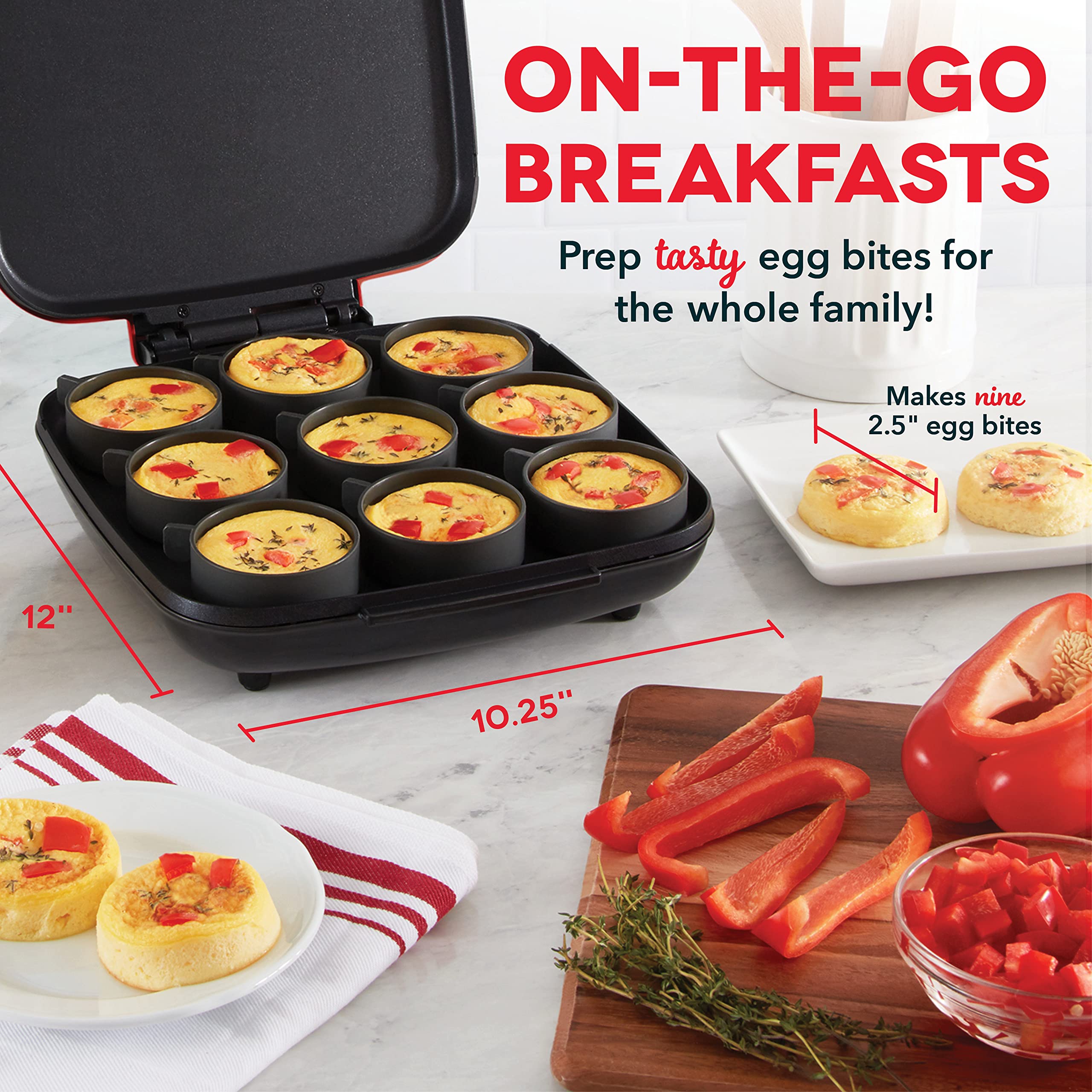 Dash Sous Vide Style Family Size Egg Bite Maker For Breakfast Bites, Sandwiches, Healthy Snacks Or Desserts, Keto & Paleo Friend